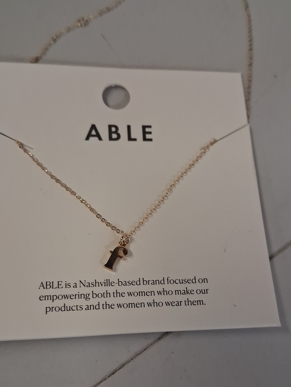 NWT Able Rose Gold Initial 'f' Pendant Necklace